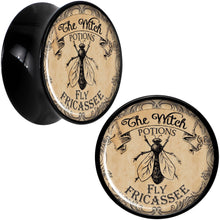 Load image into Gallery viewer, Witches Brew Fly Fricassee Halloween Black Acrylic Plug Sizes 0G to 20mm
