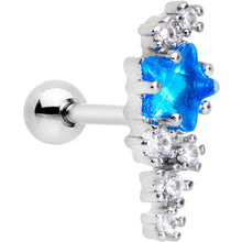 Load image into Gallery viewer, 1/4 Blue CZ Gem Star Trail Cartilage Tragus Earring
