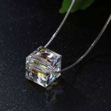 Load image into Gallery viewer, Aurora Borealis Crystal Cube Necklace Made with Swarovski Crystal
