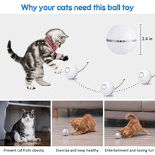 Load image into Gallery viewer, Automatic Smart Cat Toys Ball Interactive Catnip USB Rechargeable Self Rotating Colorful Led Feather Bells Toys for Cats Kitten Build-in Spinning Led Light Stimulate Hunting Instinct
