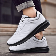 Load image into Gallery viewer, Autumn Mens Fashion White Sneakers Light Sport Shoes Black Leather Running Spring Winter Warm Soft Shoes Athletic Road Running Casual Lace Up Comfort Sports Fashion Sneakers
