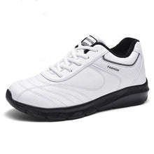Load image into Gallery viewer, Autumn Mens Fashion White Sneakers Light Sport Shoes Black Leather Running Spring Winter Warm Soft Shoes Athletic Road Running Casual Lace Up Comfort Sports Fashion Sneakers
