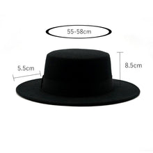 Load image into Gallery viewer, Autumn Winter Polyester Flat Top Hat For Women's Luxury Wide Fedora Hat Jazz Cap Classic Wide Hat Women Comfortable Elegant Hat For Summer Classic Design
