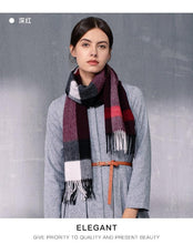 Load image into Gallery viewer, Autumn Winter Super Soft Hijab Classic Cashmere Tartan Lightweight Pure Wool Plaid Scarf Women's Shawls Elegant Thickened To Keep Warm For Women
