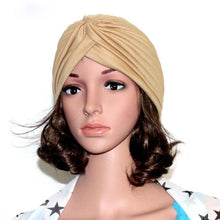 Load image into Gallery viewer, Autumn Winter Warm Headwear Soft Shine Silver Gold Lightweight Knot Twist Turban Headbands Cap Casual Streetwear Hats For Women
