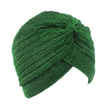 Load image into Gallery viewer, Autumn Winter Warm Headwear Soft Shine Silver Gold Lightweight Knot Twist Turban Headbands Cap Casual Streetwear Hats For Women
