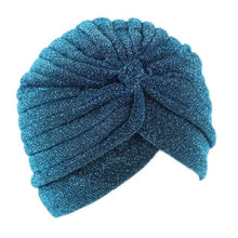 Load image into Gallery viewer, Autumn Winter Warm Headwear Soft Shine Silver Gold Lightweight Knot Twist Turban Headbands Cap Casual Streetwear Hats For Women
