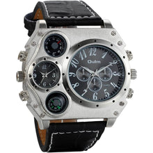 Load image into Gallery viewer, Avaner Mens Big Face Dual Time Zone Leather Strap Sport Watch
