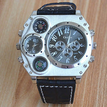 Load image into Gallery viewer, Avaner Mens Big Face Dual Time Zone Leather Strap Sport Watch
