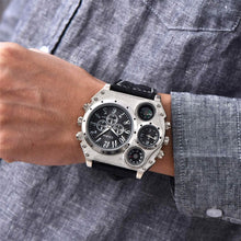 Load image into Gallery viewer, Avaner Mens Big Face Dual Time Zone Leather Strap Sport Watch
