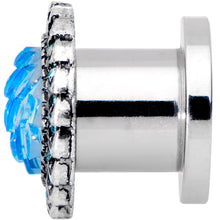 Load image into Gallery viewer, Aqua Gem Iridescent Blue Mermaid Scale Screw Fit Plug Set 6mm to 22mm
