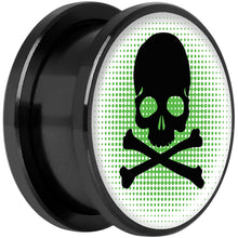 Load image into Gallery viewer, Green Black Skull Black Anodized Screw Fit Plug Set 18mm
