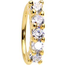 Load image into Gallery viewer, 20G 5/16 Clear CZ Gold IP Quintet Seamless Circular Nose Ring
