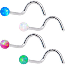 Load image into Gallery viewer, Multi Color 2.5mm Synthetic Opal Ball Left Nose Screw 4 Pack Set
