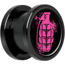 Load image into Gallery viewer, Pink Grenade Black Anodized Screw Fit Plug Set 1/2

