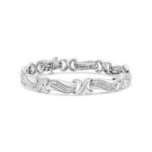 Load image into Gallery viewer, .925 Sterling Silver 1 3/4 Cttw Diamond Wave and X Link Tennis Bracelet (I-J Color, I3 Clarity) - 7"
