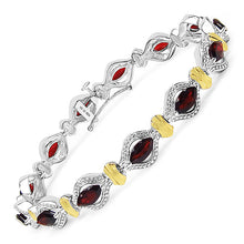 Load image into Gallery viewer, Two Tone Plated 8.45 Carat Genuine Garnet .925 Sterling Silver Bracelet
