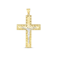 Load image into Gallery viewer, 14k Two Tone Gold High Polish Diamond Cut Cross Pendant
