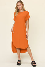 Load image into Gallery viewer, Double Take Full Size Round Neck Short Sleeve Slit Dress Stylish &amp; Comfortable Casual Dress
