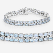 Load image into Gallery viewer, 17.22 Carat Genuine Blue Topaz and White Diamond .925 Sterling Silver Bracelet
