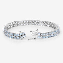 Load image into Gallery viewer, 17.22 Carat Genuine Blue Topaz and White Diamond .925 Sterling Silver Bracelet
