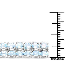 Load image into Gallery viewer, 17.22 Carat Genuine Blue Topaz and White Diamond .925 Sterling Silver Bracelet

