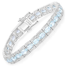 Load image into Gallery viewer, 14.79 Carat Genuine Blue Topaz .925 Sterling Silver Bracelet
