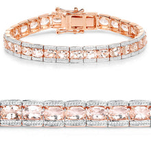 Load image into Gallery viewer, 18K Rose Gold Plated 11.60 Carat Genuine Morganite .925 Sterling Silver Bracelet
