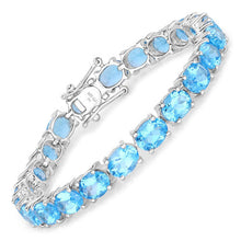 Load image into Gallery viewer, 35.20 Carat Genuine Swiss Blue Topaz .925 Sterling Silver Bracelet
