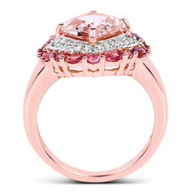 Load image into Gallery viewer, 14K Rose Gold Plated 3.11 Carat Genuine Morganite, Pink Tourmaline &amp; White Topaz .925 Sterling Silver Ring
