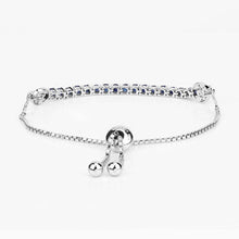 Load image into Gallery viewer, 2.41 Carat Genuine Blue Sapphire and White Zircon .925 Sterling Silver Bracelet
