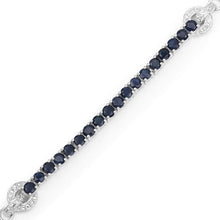 Load image into Gallery viewer, 2.41 Carat Genuine Blue Sapphire and White Zircon .925 Sterling Silver Bracelet
