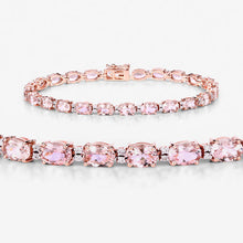 Load image into Gallery viewer, 8.95 Carat Genuine Morganite and White Diamond 14K Rose Gold Bracelet

