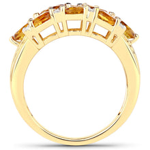 Load image into Gallery viewer, 14K Yellow Gold Plated 2.48 Carat Genuine Citrine &amp; White Topaz .925 Sterling Silver Ring
