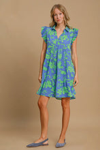 Load image into Gallery viewer, Romantic Full Size Floral Print Dress Ruffle Cap Sleeve Dress Plus Size Summer Lightweight Dress
