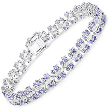 Load image into Gallery viewer, 7.02 Carat Genuine Tanzanite and White Sapphire .925 Sterling Silver Bracelet
