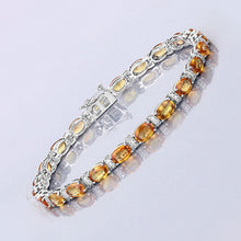 Load image into Gallery viewer, 12.33 Carat Genuine Orange Sapphire and White Diamond 14K White Gold Bracelet
