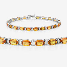 Load image into Gallery viewer, 12.33 Carat Genuine Orange Sapphire and White Diamond 14K White Gold Bracelet
