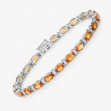 Load image into Gallery viewer, 16.73 Carat Genuine Orange Sapphire and White Diamond 14K White Gold Bracelet
