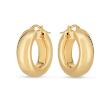 Load image into Gallery viewer, 14k Yellow Gold Medium Puffy Hoops
