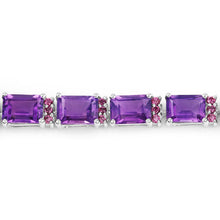Load image into Gallery viewer, 21.84 Carat Genuine Amethyst and Rhodolite Granet .925 Sterling Silver Bracelet

