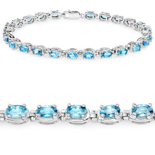 Load image into Gallery viewer, 7.92 Carat Genuine Blue Zircon .925 Sterling Silver Bracelet
