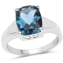 Load image into Gallery viewer, 3.50 Carat Genuine London Blue Topaz .925 Sterling Silver Ring
