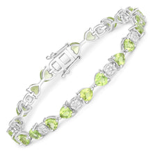 Load image into Gallery viewer, 9.78 Carat Genuine Peridot and White Diamond .925 Sterling Silver Bracelet
