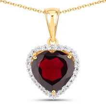Load image into Gallery viewer, 5.76 Carat Genuine Garnet and White Topaz .925 Sterling Silver Pendant
