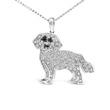 Load image into Gallery viewer, .925 Sterling Silver 1/3 Cttw White and Black Diamond  Labrador Retriever Dog Pendant Necklace (I-J Color, I2-I3 Clarity) - 18" Inches
