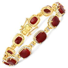Load image into Gallery viewer, 21.11 Carat Dyed Ruby and White Diamond .925 Sterling Silver Bracelet
