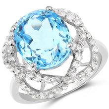 Load image into Gallery viewer, 7.32 Carat Genuine Swiss Blue Topaz &amp; White Topaz .925 Sterling Silver Ring
