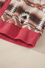 Load image into Gallery viewer, Retro Unique Geometric Print Corduroy Trim Button-Up Jacket Classic Modern Deep Rose Jacket
