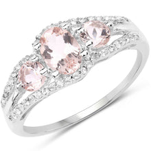 Load image into Gallery viewer, 1.34 Carat Genuine Morganite and White Topaz .925 Sterling Silver Ring
